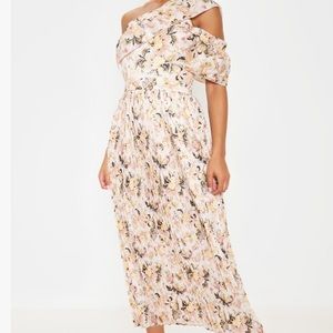 One Shoulder Pleated Midi Dress